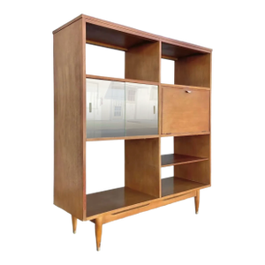 Mid 20th Century Two-Sided Bookcase Étagère and Room Divider With Glass Display Shelf