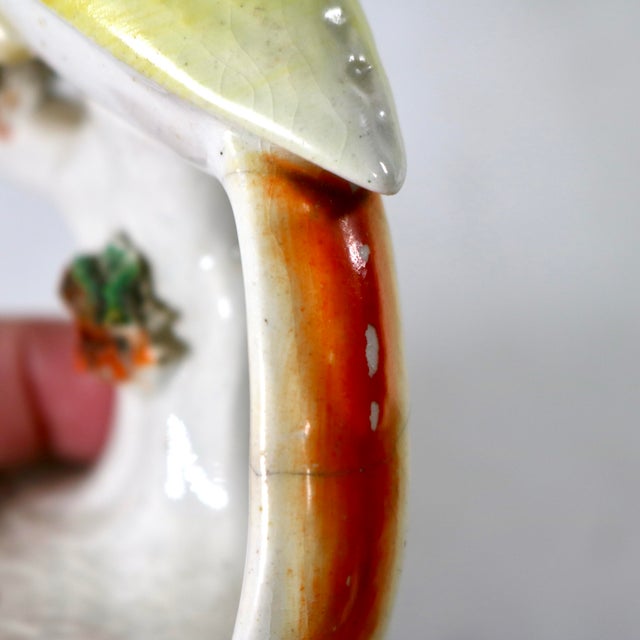 19th-Century Antique Staffordshire Pottery Parrot Quill Holder & Inkwell For Sale - Image 11 of 15
