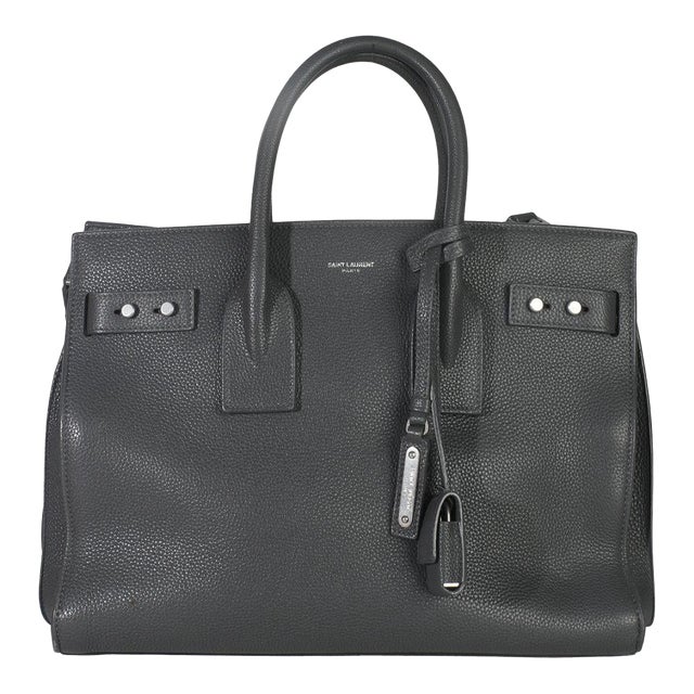 Grey Grained Calfskin Small Souple Sac De Jour For Sale