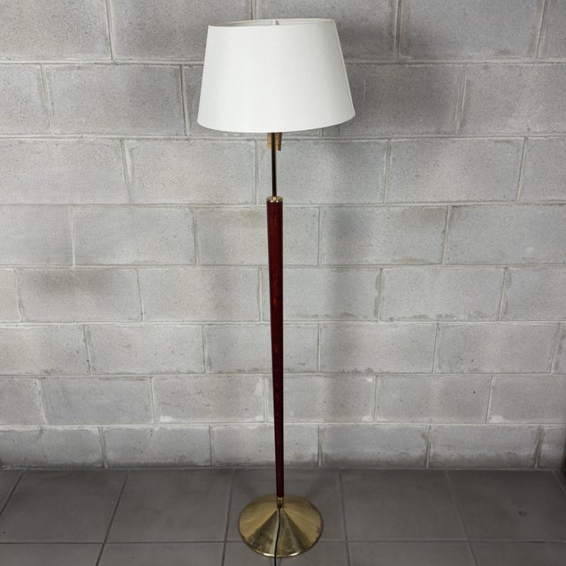 Eglo Floor Lamp in Wood and Brass For Sale - Image 3 of 11