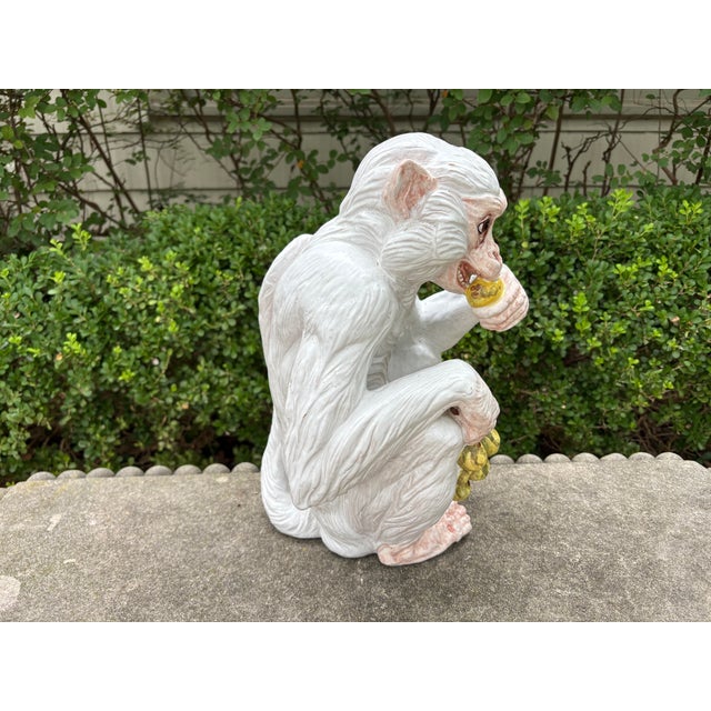 White 1960s Italian Glazed Terracotta Monkey Sculpture For Sale - Image 8 of 12