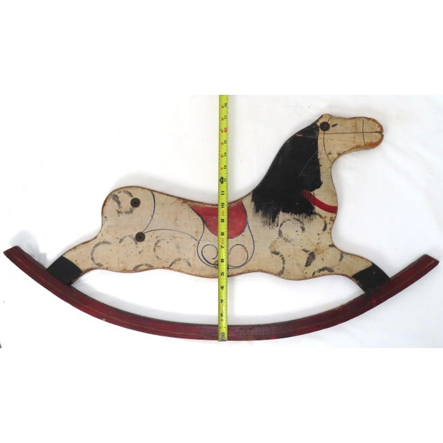 Antique American Hand Painted Childs Rocking Horse Side Panel For Sale - Image 11 of 13