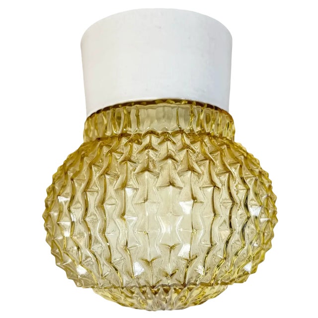 Vintage White Porcelain Ceiling Light, 1970s For Sale