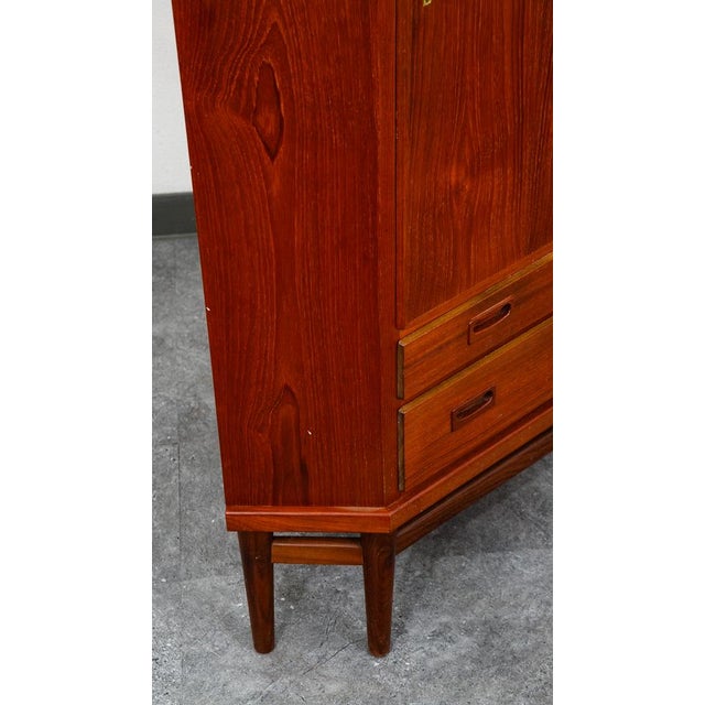 Mid Century Danish Modern Corner Cabinet Unit Teak MCM Denmark Large 3 Drawers For Sale - Image 12 of 12