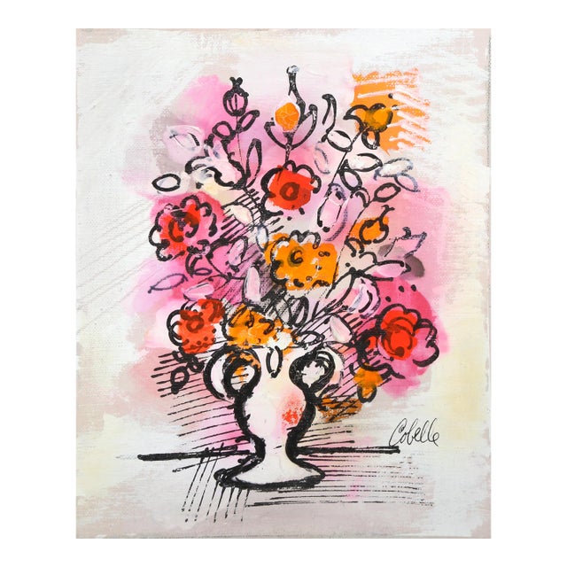 Vase With Flowers (Red and Pink), Charles Cobelle For Sale