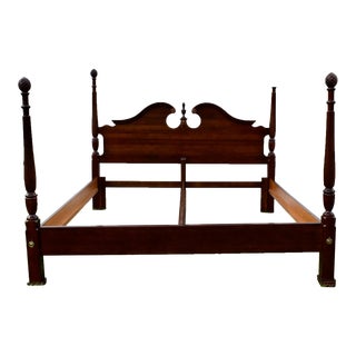 Vintage Carlisle King Size Solid Cherry Traditional Style 4 Poster Bed For Sale