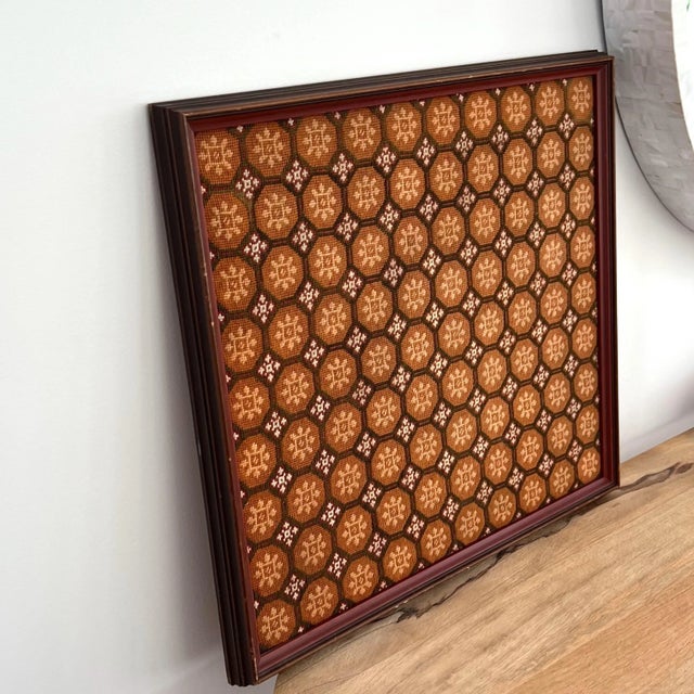 Mid 20th Century Vintage Framed Medallion Needlepoint For Sale - Image 5 of 7