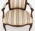Blue Pair of Louis XV Style Walnut Striped Linen Upholstered Fauteuils For Sale - Image 8 of 9