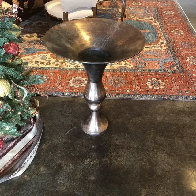Unique trumpet aluminum vase with an oxidized copper finish. This floor vase stands at 31 inches tall and is the perfect...