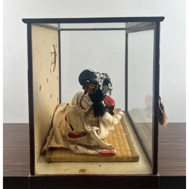 Japanese Geisha Princess Doll in Original Glass & Wood Case For Sale - Image 12 of 13