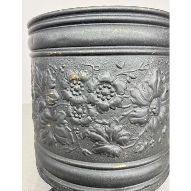 Vintage French Floral Painted Brass Jardiniere For Sale - Image 12 of 18