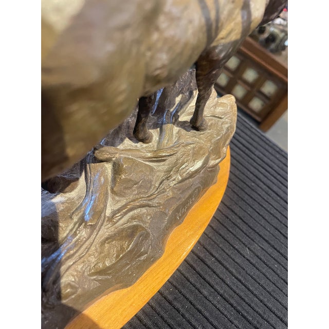 Bronze bull Elk by Clark Bronson entitled “Wapiti “ Original sculpture Signed and numbered 11/75 on original Wood base