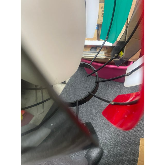 1950s Colorful Lightolier Round Metal and Ribbed Lucite Pendant Lamps - Set of 2 For Sale - Image 12 of 12