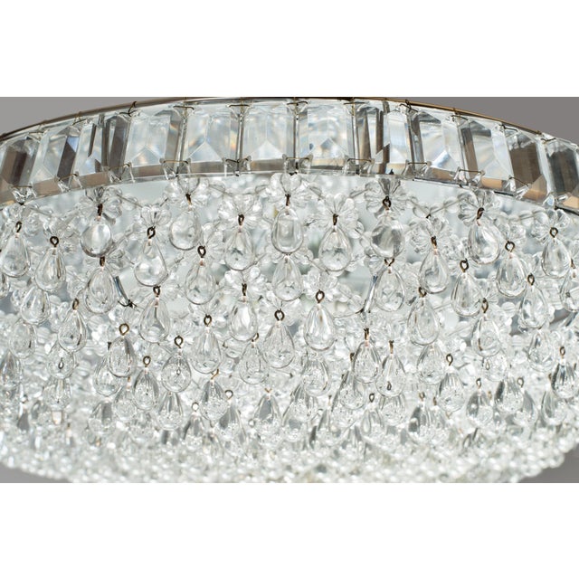 Magnificent 1960s Austrian Palwa / Kalmar Style Crystal Flush Mount Plafond Chandelier Masterfully crafted in Austria...