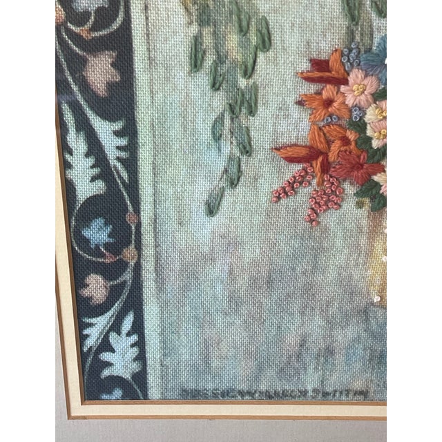 1980s VTG Textile Fiber Art Floral Good Housekeeping Cover Hand Sewn Crewel Needlepoint For Sale - Image 5 of 12