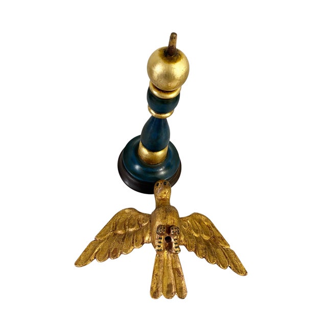 Gold Vintage European Carved Wood Bird Sculpture on Finial 14" H For Sale - Image 8 of 8