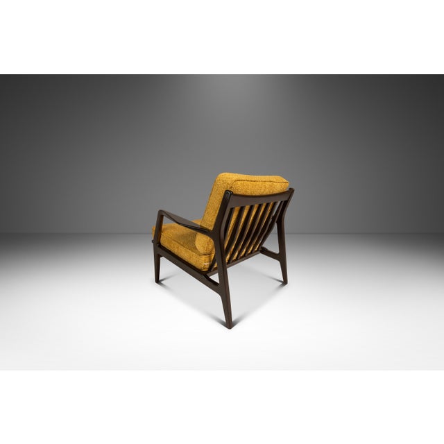 Canary Yellow Danish Mid-Century Modern Model 596 Lounge Chair in Beech & Bouclé Attributed to Lawrence Peabody & Ib Kofod Larsen for Selig, Denmark, C. 1950's For Sale - Image 8 of 18