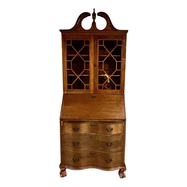 Antique Chippendale Style Secretary Desk For Sale