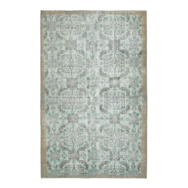 1970s Vintage Turkish Hand-Knotted Wool Cotton Green Area Rug For Sale - Image 11 of 11