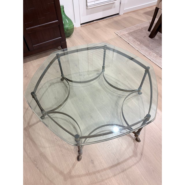 Mid-Century Modern Mid-Century Modern Labarge Brass Hoofed Coffee Table For Sale - Image 3 of 8