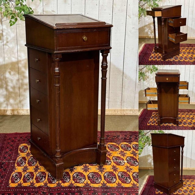 English mahogany school desk from the 1950s - H=1.20m W=50cm D=47cm