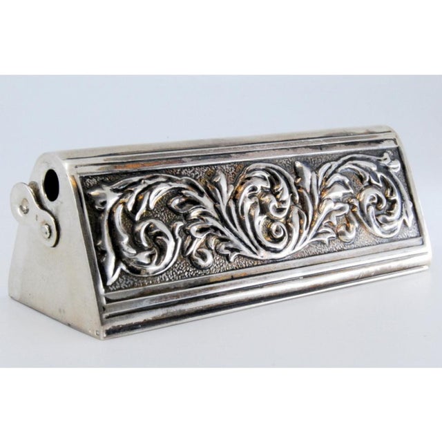 Toothpick Holder in Silver Relief For Sale - Image 6 of 11