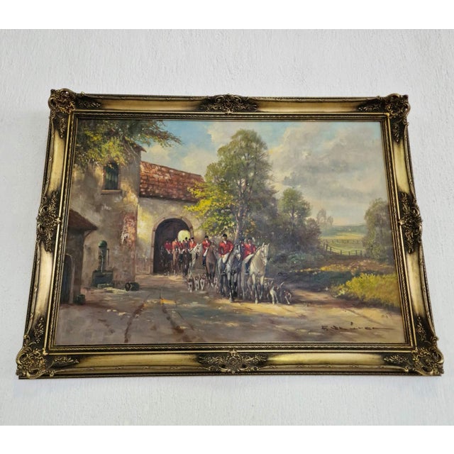 Off to the Meet, Oil Painting on Canvas, 20th Century, Framed For Sale - Image 4 of 9