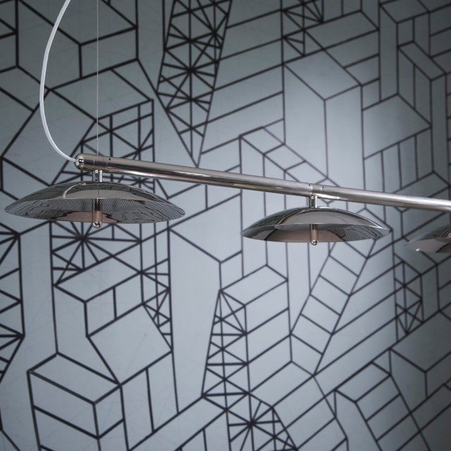 Signal Linear Pendant Light, Short White & Nickel, Floor Model, Modern, Minimal, Led Hanging Lamp For Sale - Image 9 of 9