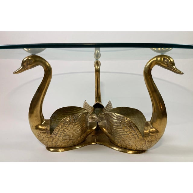 Brass Swan Coffee Table With Glass Top Chairish
