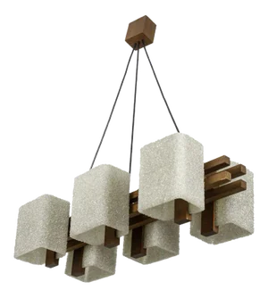 Chandelier in Granite Resin and Wood, 1950s