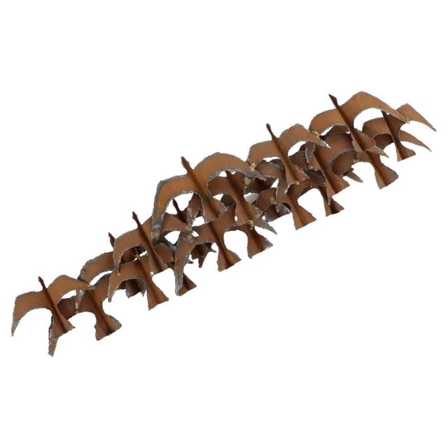 Metal Brutalist Brass Wall Sculpture in Seagull Forms For Sale - Image 7 of 7