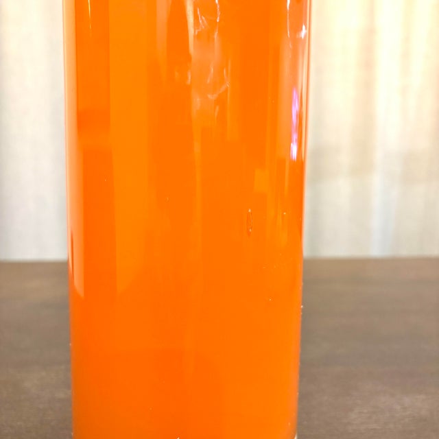 Mid-Century Modern Vintage Orange Cased Glass Cylinder Vase, Mid-Century For Sale - Image 3 of 6