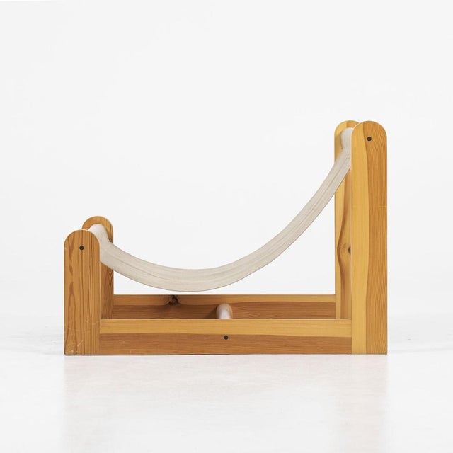 Scandinavian Sling Chair in Pine, Canvas and Sheepskin, 1970s For Sale - Image 6 of 12