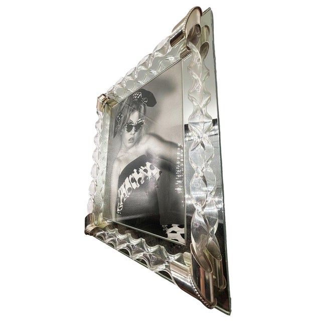 Mid 20th Century 8"x10" Mirrored Tabletop Picture Frame W/ Lucite Cane Borders For Sale - Image 4 of 10