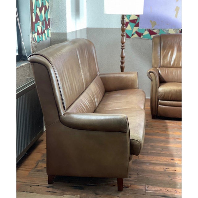 Animal Skin Sofa and Chair in Sheeps Leather with Wooden Floor Lamp, 1980s, Set of 3 For Sale - Image 7 of 16