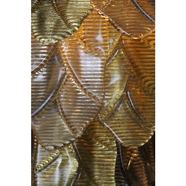 Long Textured Golden and Smoked Murano Glass Sconces in Palm Tree Shape from Barovier & Toso, 1990s, Set of 2 For Sale - Image 12 of 17