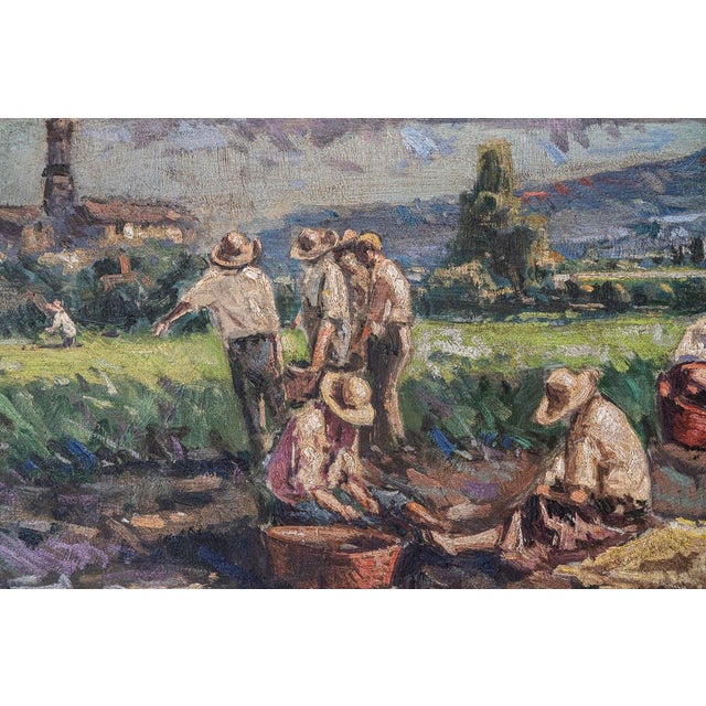 Post-Impressionist Artist, Harvesting the Crop, Large Oil Painting, Framed For Sale - Image 4 of 10