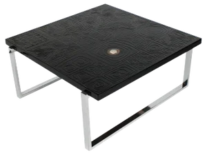 Square Coffee Table in Black Resin with Inlay in Agate