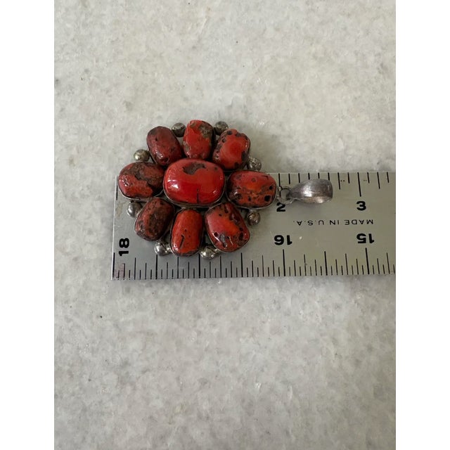 Mid 20th Century Large Vintage Coral and Sterling Silver Pendant For Sale - Image 5 of 5