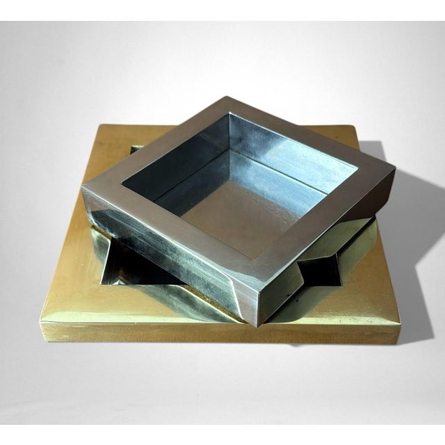 Mid 20th Century Romeo Rega Style Italian Steel and Brass Ashtray For Sale - Image 5 of 17