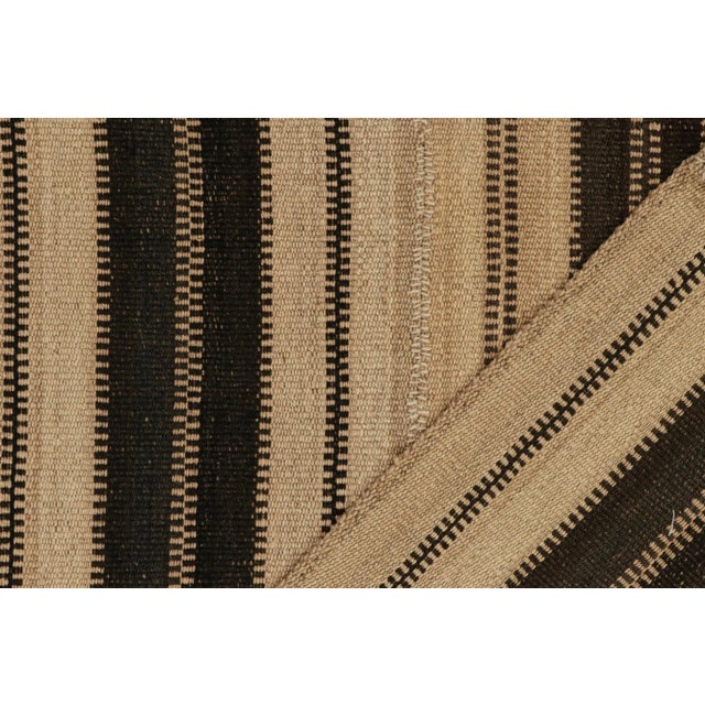 Textile 1950s Vintage Persian Kilim in Beige & Brown Stripes in Panel Style by Rug & Kilim For Sale - Image 7 of 8