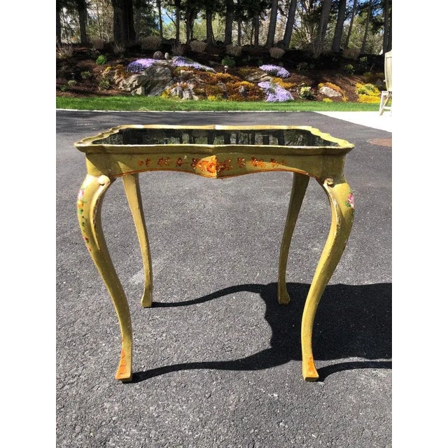 Italian Hand Painted Mirror Top Side Table For Sale - Image 9 of 13
