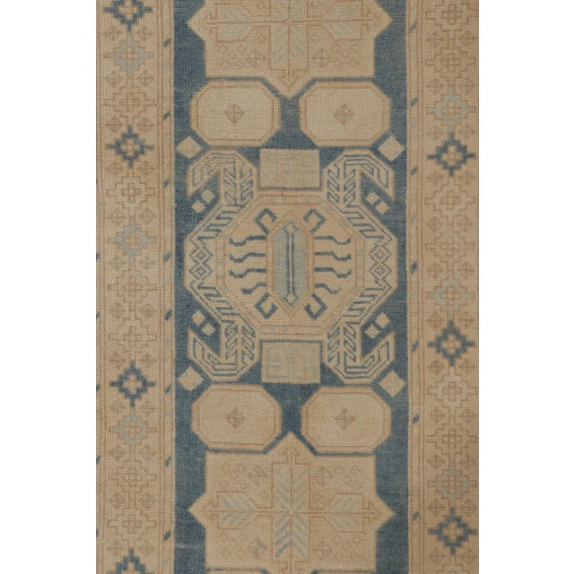 Vintage Turkish Runner With Geometric Medallions in Beige & Blue - Rug & Kilim For Sale In New York - Image 6 of 10