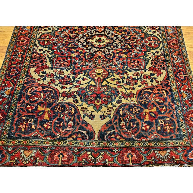 19th Century Farahan Sarouk Rug, Hand-Knotted Wool, Floral Medallion Pattern, Ivory & Red, 4x5 For Sale - Image 10 of 15