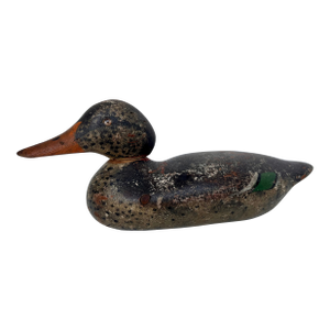 Antique Handcrafted Painted Wood Duck Decoy W/Glass Eyes
