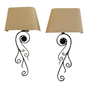 Antique Wrought Iron Wall Sconces -A Pair