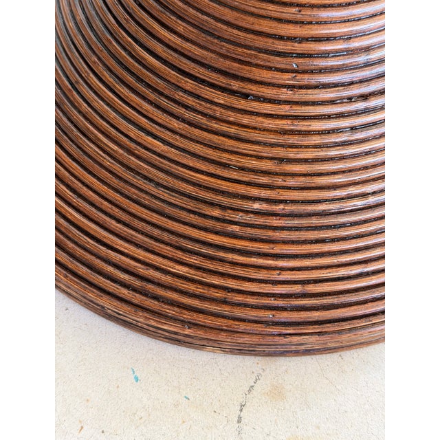 Wood Vintage Rattan Palm Tree Floor Lamp With Three Coconut Lights For Sale - Image 7 of 12