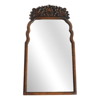 Antique Farmhouse Dutch Walnut Scalloped Wall Mirror, 1800s For Sale
