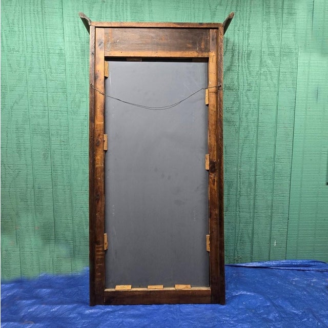 Late 20th Century Wooden Long Wall Hanging Mirror With Carved Designs For Sale - Image 10 of 11