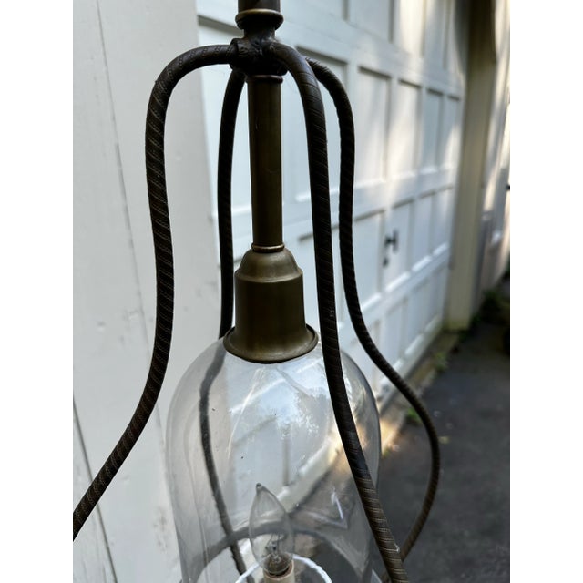 Vintage Glass and Brass Gas Fixture For Sale - Image 4 of 11